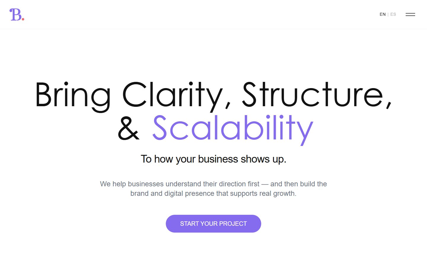 Captura del sitio de B Creative Lab, agencia de branding y diseño web.