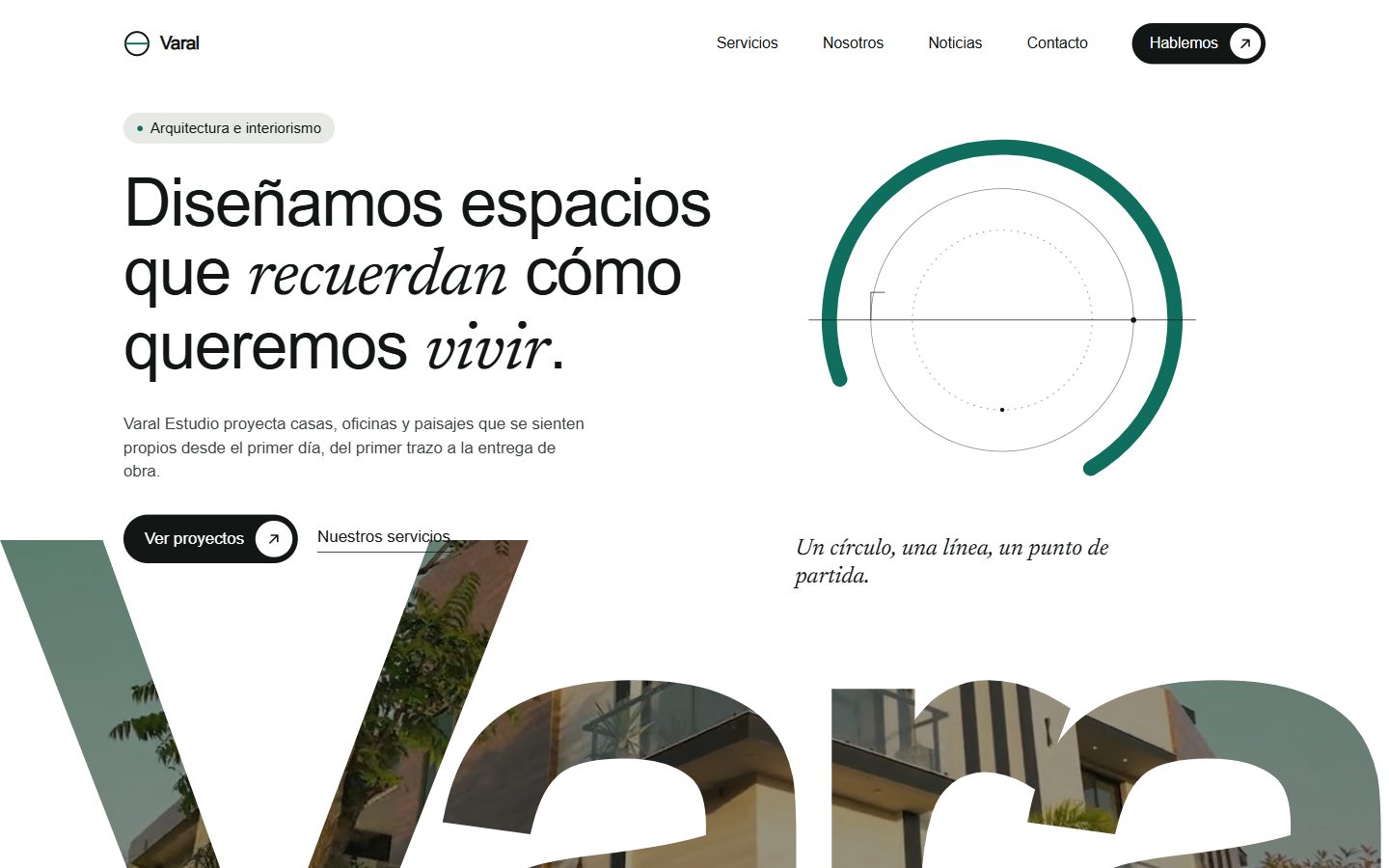 Captura del sitio demo de Varal Estudio, un estudio de arquitectura ficticio.